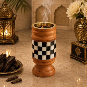 Brûleur d'encens en bois artisanal fait main, Bakhoor, encensoir arabe, Mabkhara, porte-encens d'aromathérapie, décoration islamique du Moyen-Orient pour la maison - Product Image 3