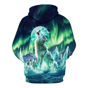 Sweat-shirt à capuche à manches longues, imprimé loup amusant, décontracté, streetwear, motif animalier, confortable, unisexe - Product Image 2