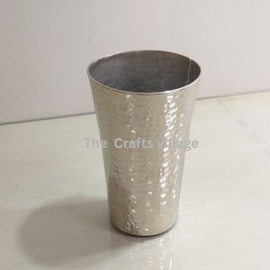 Vase en métal argenté, finition martelée texturée, vase décoratif pour table, décoration élégante pour la maison, centre de table, accent décoratif, cadeau - Product Image 6