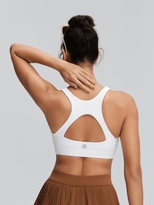 Women Keyhole Back Sports Bra Scoop <b>Neck</b> Workout Yoga Crop Top Teardrop Cutout Fitness Gym Tank Removable <b>Pads</b> Activewear - Product Image 4