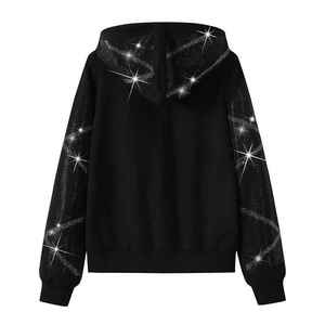 High Quality Hooded Street Wear Loose Fit Acid Wash Winter Customized Colours & Logo 100% Cotton Rhinestone Tracksuit - Product Image 4