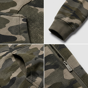 Ensemble de survêtement pour homme en molleton imprimé camouflage, grande taille, avec poches latérales, pull à capuche et pantalon de jogging, idéal pour l'hiver - Product Image 6