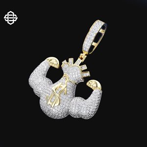 Collar de Moissanita Chapado en Oro para Hombre con Colgante de Bolsa de Dinero Estilo Hip Hop Iced Out - Product Image 1