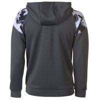 Sweat-shirt à capuche zippé noir à pois pour homme, coupe classique, décontracté, pour l'automne, en polyester tricoté avec empiècements jaunes aux coudes