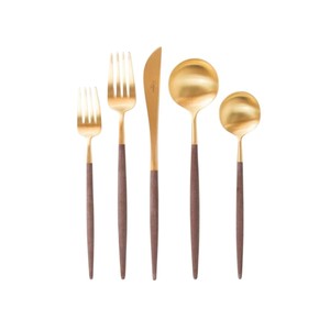 Juego de cubiertos de acero inoxidable con revestimiento dorado creativo, juego de vajilla con acabado de espejo, utensilios de cocina para el hogar. - Product Image 2