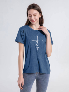 Camiseta de mujer con estampado personalizado, camiseta de verano de color sólido, camiseta informal de algodón para mujer, camiseta estampada elegante para mujer - Product Image 3