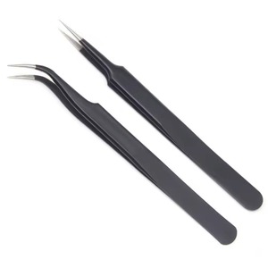 Diamond Grip Eyelash Tweezers Stainless Steel Non Slip Handle Volume Isolation Lash Extension Tweezer Precision Makeup <b>Tool</b> - Product Image 1