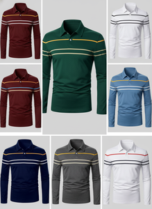 Camisa Polo Clásica de Manga Larga a Rayas para Hombre, Informal, para Negocios, Golf, Rugby, con Botones y Cuello, para Otoño e Invierno - Product Image 4