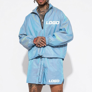 Ensemble short et sweat à capuche deux pièces 2026 pour homme – Nouvelle mode, survêtement zippé, coupe-vent léger color block - Product Image 6