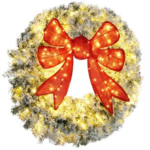 Ghirlanda Natalizia Oro e Bianca con Bacche e Ornamenti, Decorazione per Esterni e Interni in PVC a Forma di Fiore, Nessuna Spedizione nei Fine Settimana - Product Image 3