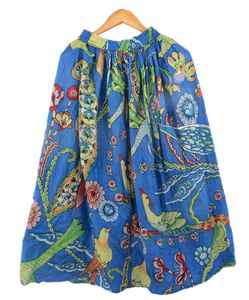 Vestido Largo con Estampado Artesanal Indio para Mujer, Falda con Estampado Artesanal, Vestido Estampado a Mano, Falda Larga de Algodón Blanco para Mujer - Product Image 5