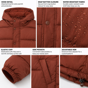 Premium Solid Color Safari <b>Jacket</b> Men's Large Size <b>Waterproof</b> Zipper Closure Genuine Leather Shell Cotton Liner Casual <b>Winter</b> - Product Image 4