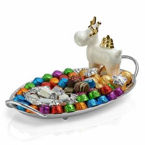 ถาดเสิร์ฟช็อกโกแลตแบบตั้งโต๊ะ ดีไซน์โดดเด่น สวยงาม ผลิตจากอะลูมิเนียมสีทอง เหมาะสำหรับงานแต่งงานและโรงแรม - Product Image 1