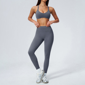 Leggings deportivos de cintura alta para mujer, conjunto deportivo con bloques de color, conjunto de yoga sin costuras, ropa de gimnasio de 2 piezas - Product Image 4