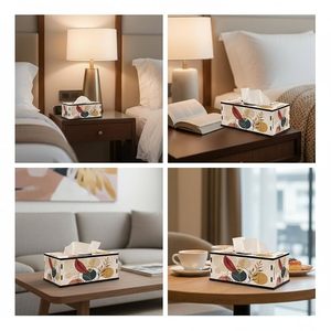 Decorative Modern Square Wooden <b>Tissue</b> Box Cover Floral Leaf <b>Pattern</b> Holder Napkin Case for Home Living Room - Product Image 2