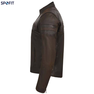 Men's 100% Polyester Eco-Friendly Waterproof Biker Jacket Crew Neck <b>Zip</b> Motorcycle Style Casual Slim Fit Multiple Zipper Front - Product Image 2