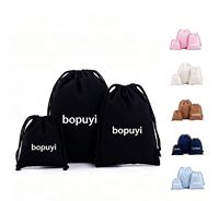 Sacs de courses en toile de coton recyclé noir de haute qualité, personnalisés, avec cordon de serrage, pour sacs à main, vente en gros
