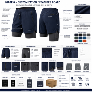 Men's Double-<b>Layer</b> 2-In-1 Training Shorts With Elastic Waistband And Zipper Pocket Quick Dry Sporty Design - Product Image 4