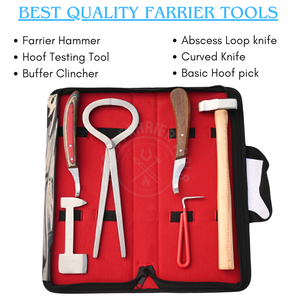 Kit d'outils de fermeur avec marteau de fermeur, outil de test de sabot, pince à sabot, couteau à abcess, couteau à sabot courbé et pioche à sabot de base - Product Image 2