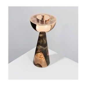 Modern Epoxy Hybrid Pedestal Incense Holder – Polished Copper Lattice <b>Mesh</b> Dish Oud Burner - Product Image 1