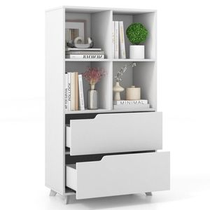 4 Tier <b>Open</b> Bookcase with 2 Drawers and 4 <b>Storage</b> Cubes - Product Image 4