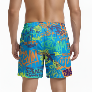 Shorts de course en mesh, extensibles dans quatre sens, construction durable, poches, shorts de bain pour homme, tissu polyester extensible - Product Image 3