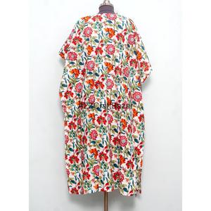 Robe longue moulante en coton pour femme, style kaftan, imprimé bloc, lavable, confortable, pour la nuit, demoiselle d'honneur, tenue de plage, faite à la main - Product Image 4