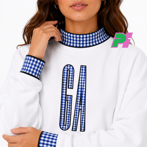 Sweat-shirt à col montant Georgia State avec lettrage et bordures à carreaux, sweat-shirt personnalisé à col montant GA, vêtement d'hiver - Product Image 6