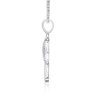 Pendentif main Hamsa en cristal plaqué argent, bijou de mode hip-hop pour homme - Product Image 2