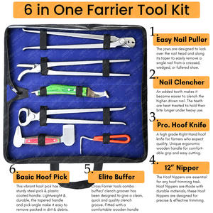 Kit de herramientas Farrier, instrumento veterinario, cortador de apretar, pico, mordaza curva, cubierta de pezuña de cocodrilo y pinza de recorte de dientes alineados - Product Image 2