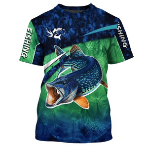 Camiseta de Pesca con Cuello Redondo y Logotipo Personalizado, Ropa de Pesca Deportiva de Poliéster para Exteriores, al por Mayor - Product Image 5