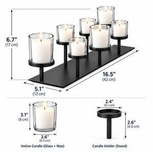 เชิงเทียนโลหะสีดำทันสมัยพร้อมที่ใส่แก้วสำหรับตกแต่งบ้าน - Product Image 4