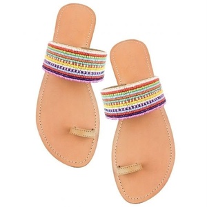 Hot Selling Modern Colorful Beaded Strap Women Slide Sandal Lightweight Comfortable Summer Footwear Outdoor Walking Boutique - Product Image 1