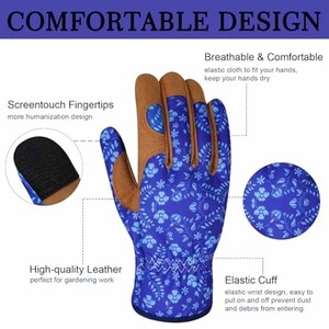 Gants de jardin à écran tactile à imprimé floral personnalisé, paume en daim synthétique rembourrée, gants de sécurité pour femmes pour l'extérieur avec poignet élastique - Product Image 5