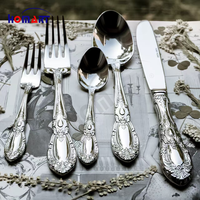 Ensemble de couverts royal de 24 pièces en acier inoxydable 304 de haute qualité, durable et compatible lave-vaisselle, couleur argent