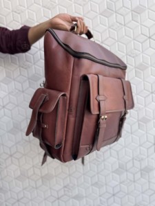Latest Collection Genuine Leather Leather <b>Backpack</b> Vintage Style Softback Real Leather Laptop Bag <b>School</b> Use Hasp Closure Unisex - Product Image 2