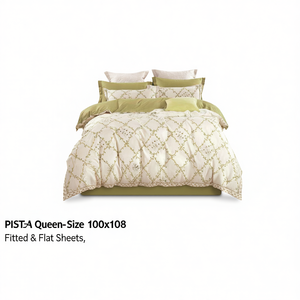 PISTA Queen-Size 100x108 Inch Cotton Hotel <b>Bedding</b> <b>Set</b> Fitted & Flat Sheets - Product Image 2