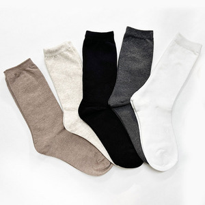 Made in Korea Women's Extended Length Solid Crew <b>Socks</b> 5 Pairs Set K02 Cotton <b>Polyester</b> Polyurethane 4-Season Use - Product Image 5