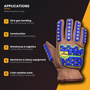 Gants de travail résistants aux chocs en cuir avec protection des doigts et des phalanges en TPR pour la sécurité industrielle - Product Image 6