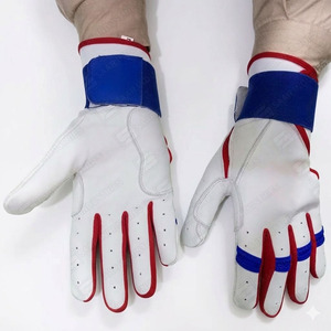 ถุงมือตีเบสบอลหนังสีขาว แดง น้ำเงิน แบบมีแถบตีนตุ๊กแก สำหรับผู้ใหญ่ ทั้งชายและหญิง  แบบมีแผ่นรอง  ใช้ได้ทั้งมือซ้ายและขวา - Product Image 5