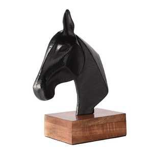 Classy Modern Handmade Eco-Friendly Horse Head Sculpture Aluminium Base Artistic Carved <b>Figure</b> Tabletop Decor for Living Room - Product Image 1
