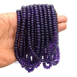 Cuentas de amatista púrpura natural lisas en forma de rondel, de 7 a 8 mm, pulidas, para la fabricación de joyas, gemas al por mayor. - Product Image 5