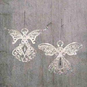Charm Christmas New Year <b>Winter</b> <b>Decoration</b> Clear Frosty Pearlized White Paint Irrid Plated Acrylic 3D Angel 2D Fairy Ornament - Product Image 5