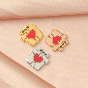 Ciondolo a Forma di Cuore Smaltato 12.8x13MM in Acciaio Inossidabile Placcato Oro Rosa, Accessori per Gioielli per Adolescenti - Product Image 6
