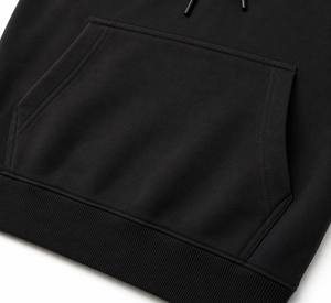 Sweat-shirt à capuche en polaire noir pour homme SINEWY, coupe ample, couleur unie, logo sur le devant, pull décontracté, vêtement d'automne, 100% polyester - Product Image 5