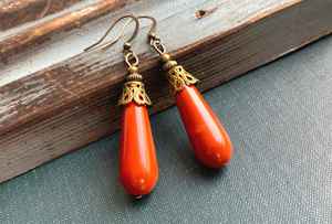 Pendientes de Jaspe Rojo con Cristales Naturales Curativos, Pendientes Colgantes Hechos a Mano, Joyería Boho para Mujer, Regalo - Product Image 4