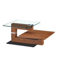 Table basse moderne durable et légère à double plateau, en verre trempé, couleur bois, table d'appoint, meubles de salon