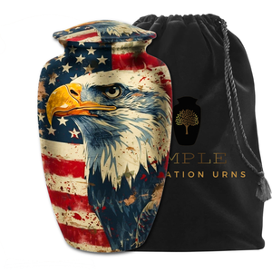 Urna Funeraria Ecológica Estilo Americano y Europeo Freedom Eagle con Diseño de Bandera Americana Personalizable para Cenizas de Adultos - Product Image 1