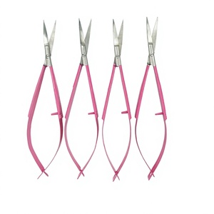 Professional 4.5" Dark Pink Micro Scissors Eye Brow <b>Nail</b> Beauty Extra Sharp Straight Stainless Steel Spring Action Customized - Product Image 1