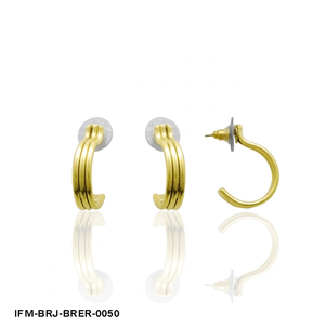 Handcrafted Gold Plated Three-Wire Polished Brass Hook Stud <b>Earrings</b> Surgical Steel <b>Posts</b> Women's Catholicism Elegant Everyday - Product Image 1